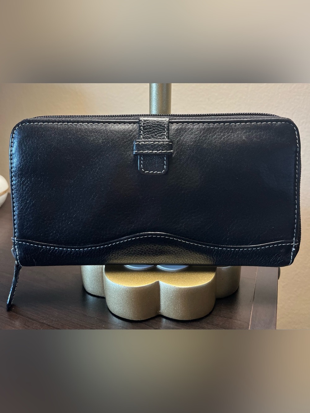 Tignanello Black Genuine Leather Zip Around Wallet